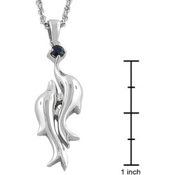 Sterling Silver Blue Sapphire Dolphin Necklace