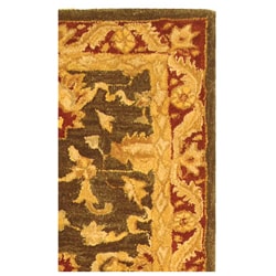 Handmade Kashan Charcoal/ Red Wool Runner (2'3 x 12')