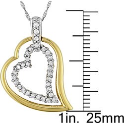 14k Gold 1/4ct TDW Diamond Double Heart Necklace