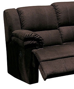 Chocolate Eurosuede Sectional with Sofabed and Recliner