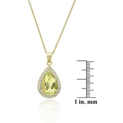 Glitzy Rocks 18k Gold over Silver Lime Quartz Teardrop Necklace