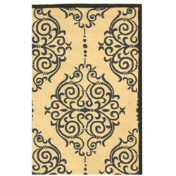 Hand-hooked Majestic Ivory/ Blue Wool Rug (5'3 x 8'3)