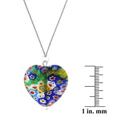 Stonique Creations Sterling Silver Venetian Glass Heart Necklace