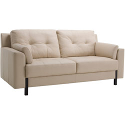 Tiffany Cream Leather Sofa and Two Chairs