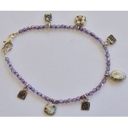 Purple Roman Glass Crystal Charm Bracelet (Israel)