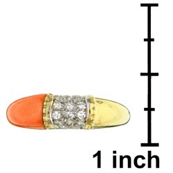 14k Yellow Gold Coral and 1/3ct TDW Diamond Ring (J, SI1)