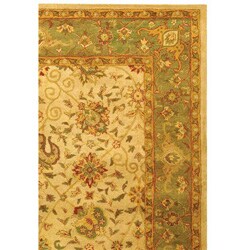 Handmade Antique Mashad Ivory/ Green Wool Rug (8'3 x 11')