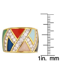 Chateau D' Argent Gold over Sterling Silver Enamel CZ Ring
