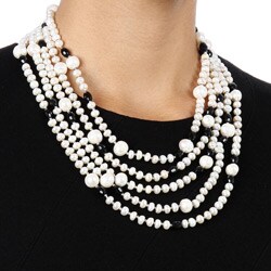 Maddy Emerson Freshwater Pearl and Agate Necklace (9-10 mm)