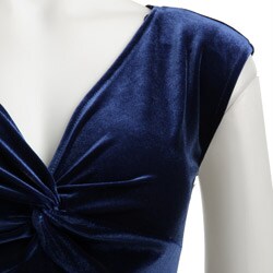 London Times Velvet Sleeveless Twist Front Dress