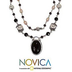 'Duet' Onyx and Pearl Necklace (Indonesia)