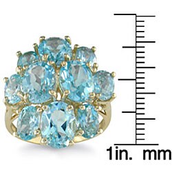 10k Yellow Gold 10-stone Cluster Blue Topaz Ring