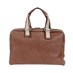 Fendi Large Brown Soft Pebbled Leather Boston Bag