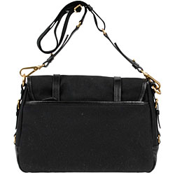 Prada Black Jacquard Canvas Flap Messenger Bag