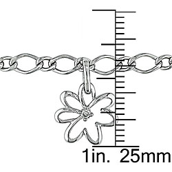 10k Gold Diamond Accent Flower Charm Bracelet