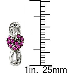 10k Gold Ruby and 1/10ct TDW Diamond Heart Earrings