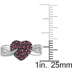 10k White Gold Ruby and Diamond Heart Ring