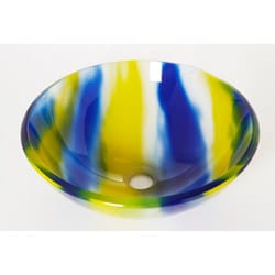 DeNovo Catseye Yellow/ Blue Glass Vessel Sink