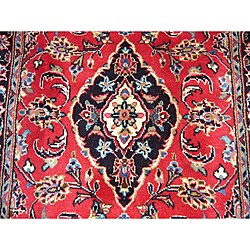 Persian Kashan Red/ Navy Rug (2'6 x 9'5)