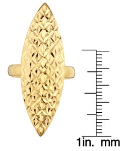18k Gold Overlay Diamond-cut Marquise Ring