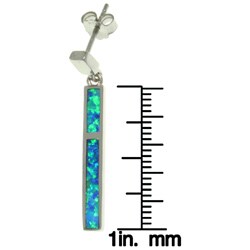 Sterling Silver Created Opal Stick Dangle Earrings