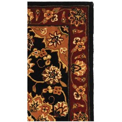 Handmade Tabriz Black/ Burgundy Wool and Silk Rug (2' x 3')