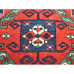 Indo Kazak Hand-knotted Red/ Ivory Rug (4' x 6')
