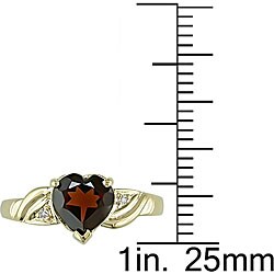 10k Gold Garnet and Diamond Accent Heart Ring
