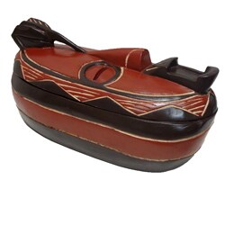 Handmade Koko Bowl with Bird Mask Lid (Ghana)