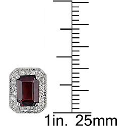 10k White Gold Garnet and Diamond Earrings