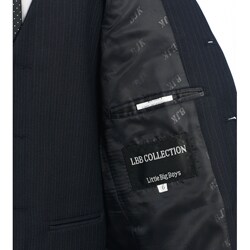 BJK Collections Boy's 5-piece Navy Blue Stripe Suit