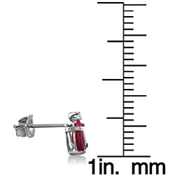 14k White Gold Ruby and Diamond Stud Earrings (J-K, I1)