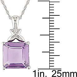 10k Gold Amethyst and Diamond Accent Necklace