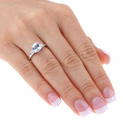 10k Gold Sky Blue Topaz and Diamond Ring