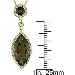 14k Gold Smokey Quartz and 1/6ct TDW Diamond Necklace