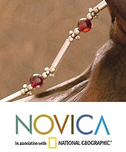 Sterling Silver Garnet 'Classic Red' Anklet (India)