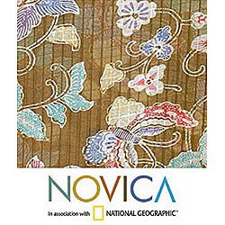 Silk 'Butterfly Bliss' Batik Shawl (Indonesia)