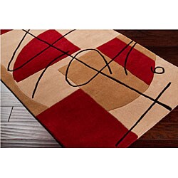 Hand-tufted Collection Burgundy/ Tan/ Beige Wool Rug (8' x 11')