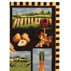 Hand-hooked Vineyard Brown Wool Rug (5'3 x 8'3)
