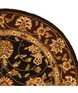Handmade Traditions Isfahan Black/ Burgundy Wool and Silk Rug (4' Round)