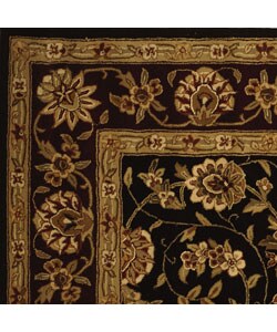 Handmade Traditions Isfahan Black/ Burgundy Wool and Silk Rug (6' x 9')