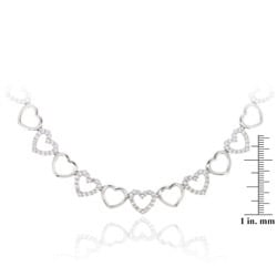 Icz Stonez Sterling Silver Cubic Zirconia Heart Link Necklace