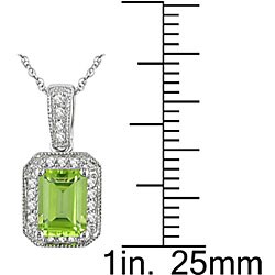 10k White Gold Peridot and 1/10ct Diamond Necklace