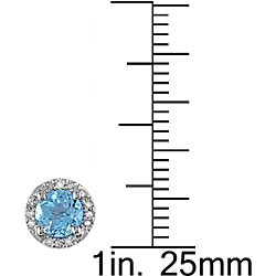 10k White Gold Sky Blue Topaz and Diamond Earrings