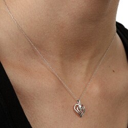10k White Gold Diamond Accent Heart Necklace (J/K,I2/I3)