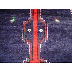 Persian Hamadan Navy/ Camel Runner Rug (4'7 x 9'4)
