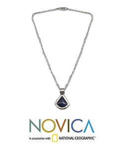 Silver Sodalite 'Talisman' Necklace (Peru)