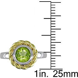 10k Two-tone Gold Round Peridot Ring