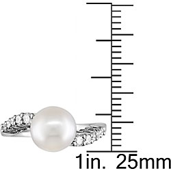 14k Gold FW Pearl and 1/4ct TDW Diamond Ring (7-8 mm)