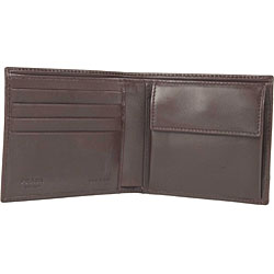 Prada Mens Brown Logo Jacquard Bi fold Wallet